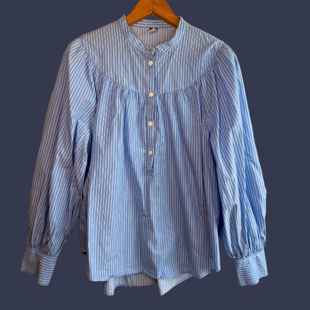 Old Navy Puff Sleeve Striped Henley Blouse